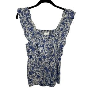 Old Navy White and Blue Floral Blouse